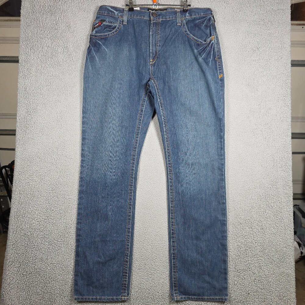 Ariat Jeans Mens Size 42x38 Medium Wash FR Clay M5 Slim Straight 100% Cotton NWT